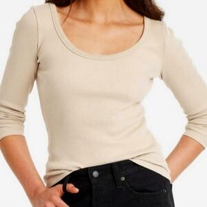 Women's Long Sleeve Rib Scoop Neck T-Shirt - Universal Thread NWT